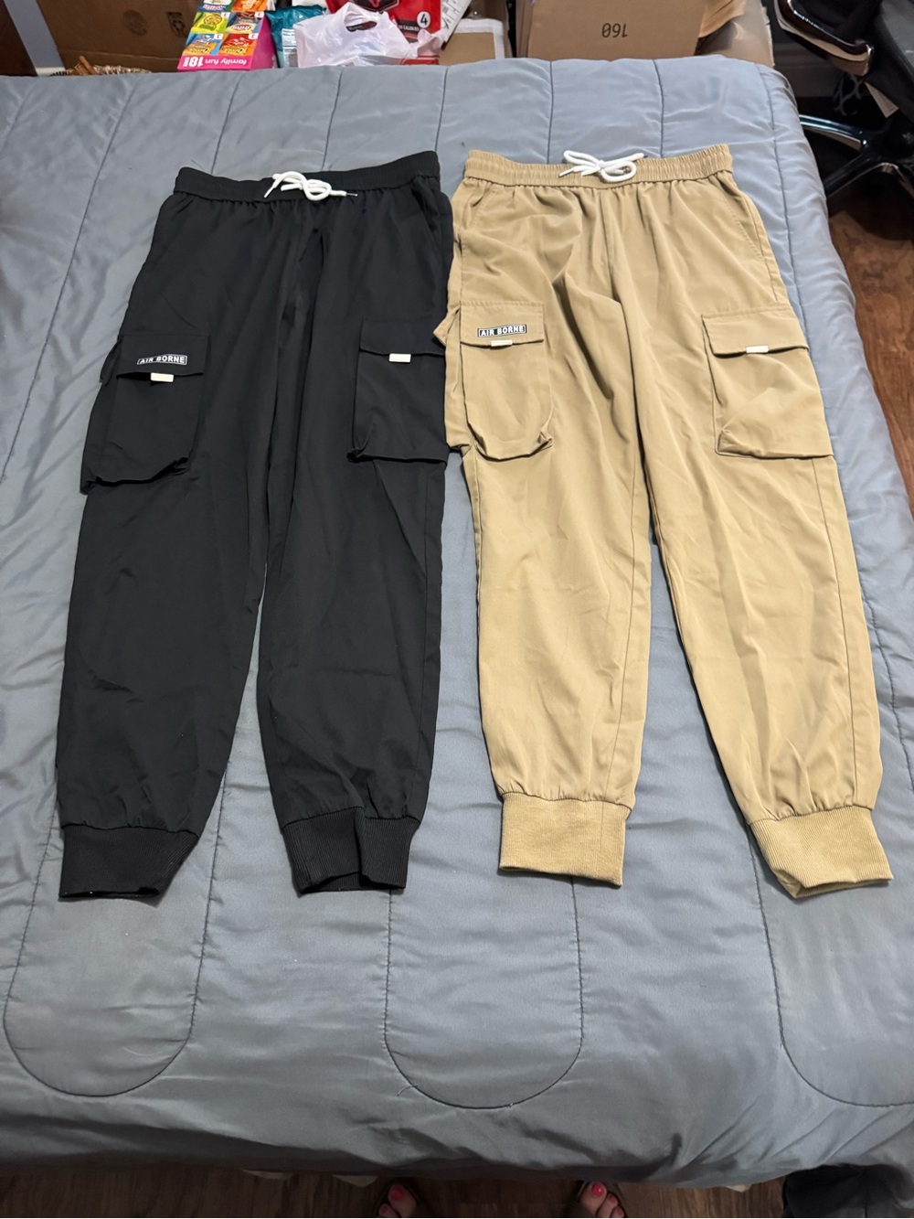Air Borne Men’s Cargo Pants Black & Khaki- M